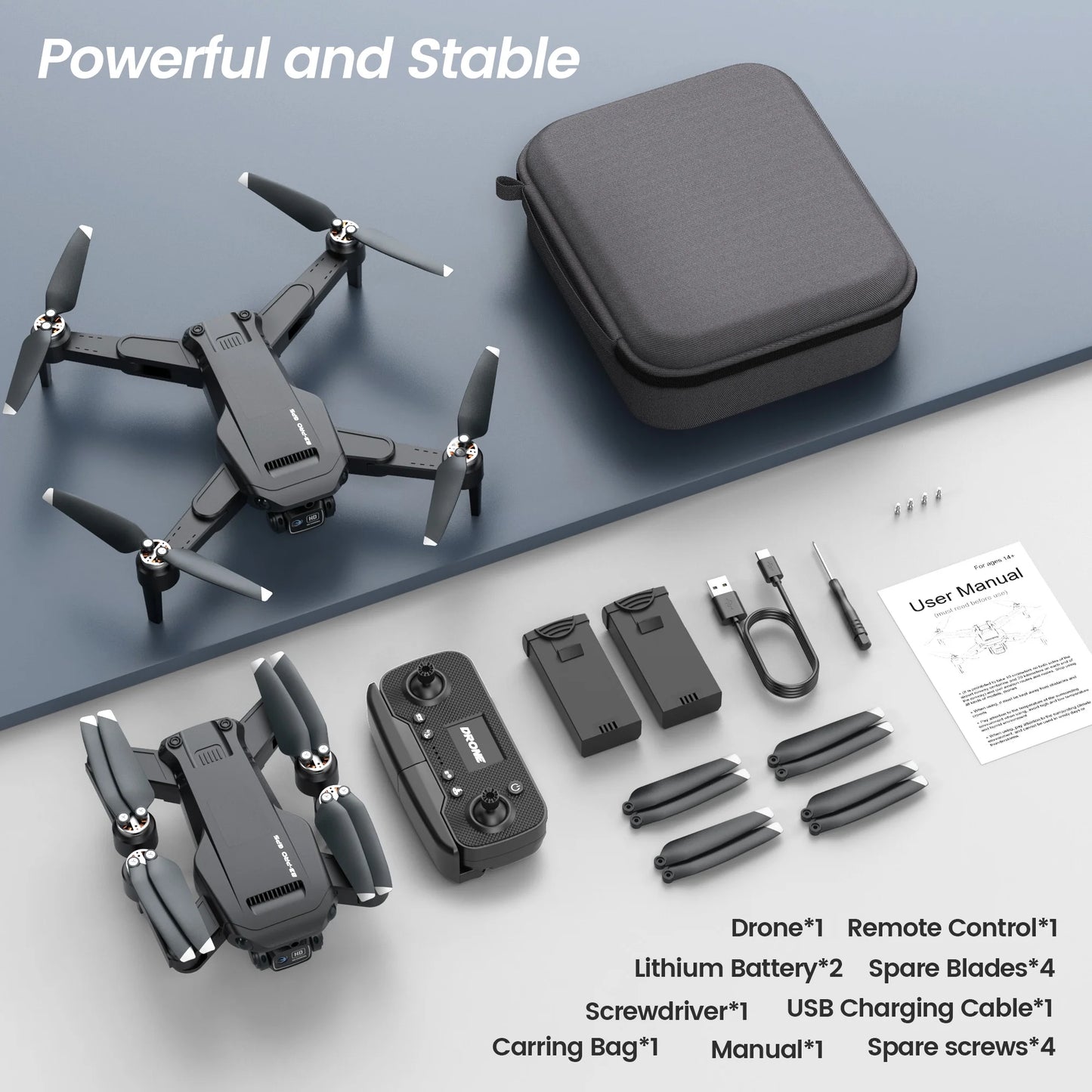 B3-PRO GPS Foldable Drone with 4K HD Camera for Adults, Brushless Motor, 2 Batteries, Black