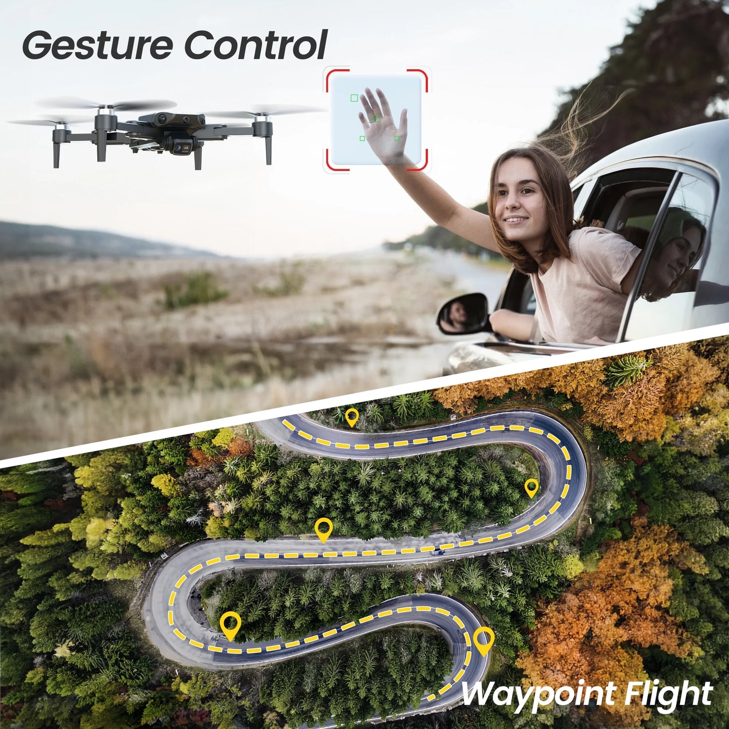 B3-PRO GPS Foldable Drone with 4K HD Camera for Adults, Brushless Motor, 2 Batteries, Black