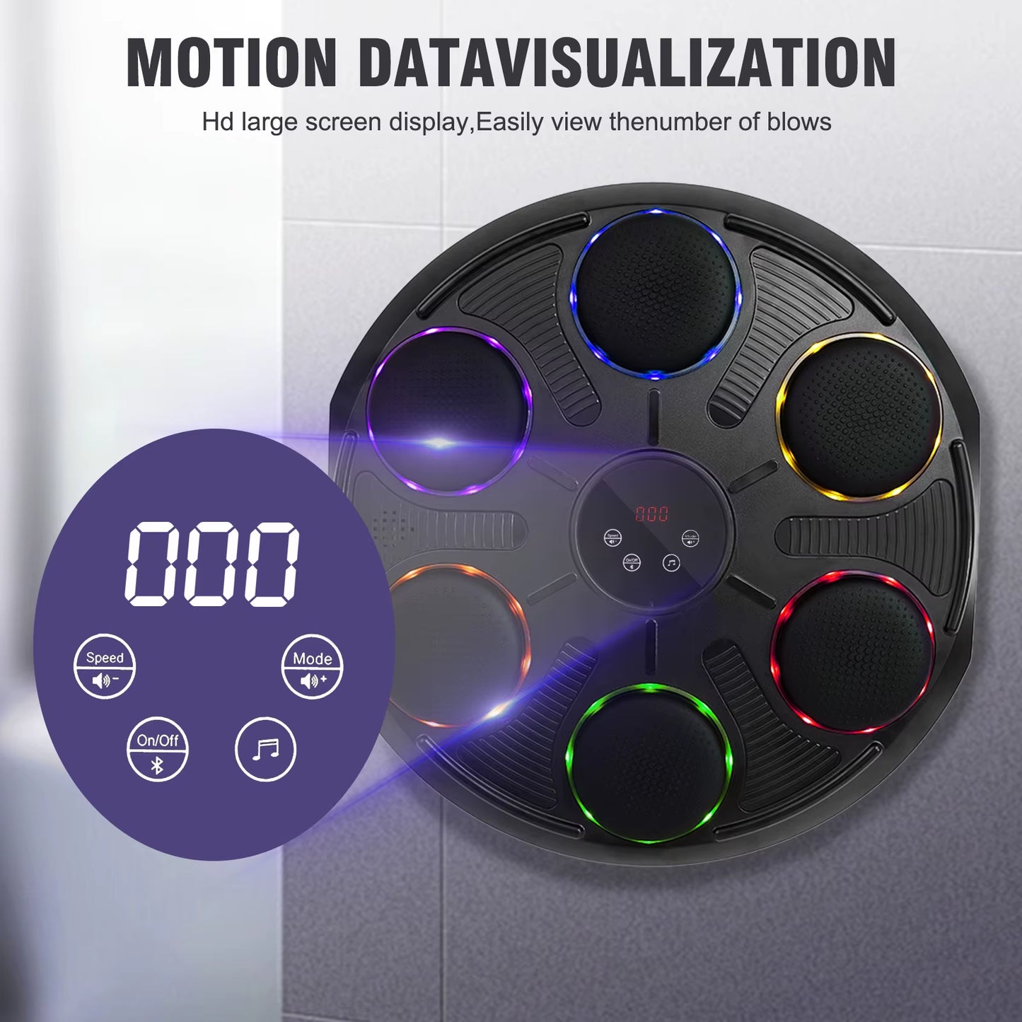 Music Boxing Target Wall-Mounted Electronic Boxing Machine Colorful Lights 12 Modes Speeds Includes Boxing Gloves for Adults