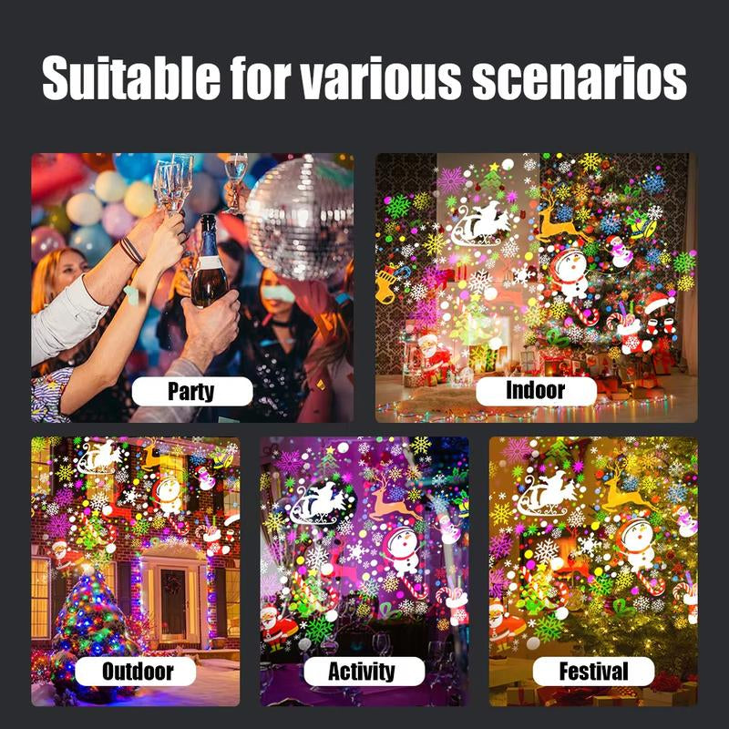 Joytutus 16 Pattern Christmas Projection Light USB Snowflake Lamp for Car Home Decor USB Powered Versatile Easy to Use for Christmas Halloween Party